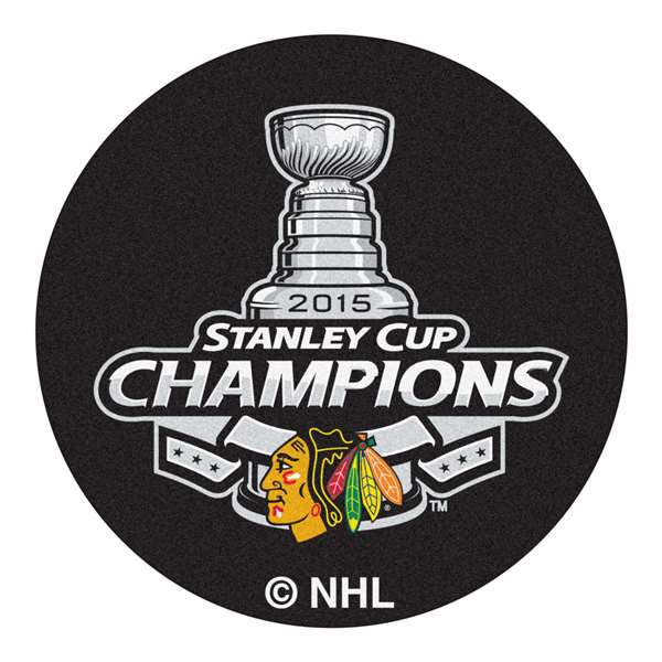 Chicago Blackhawks 2015 Stanley Cup Champions Puck Rug 27" Diameter