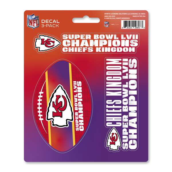 Kansas City Chiefs Super Bowl LVII Champions 3 Piece Decal Sticker Set