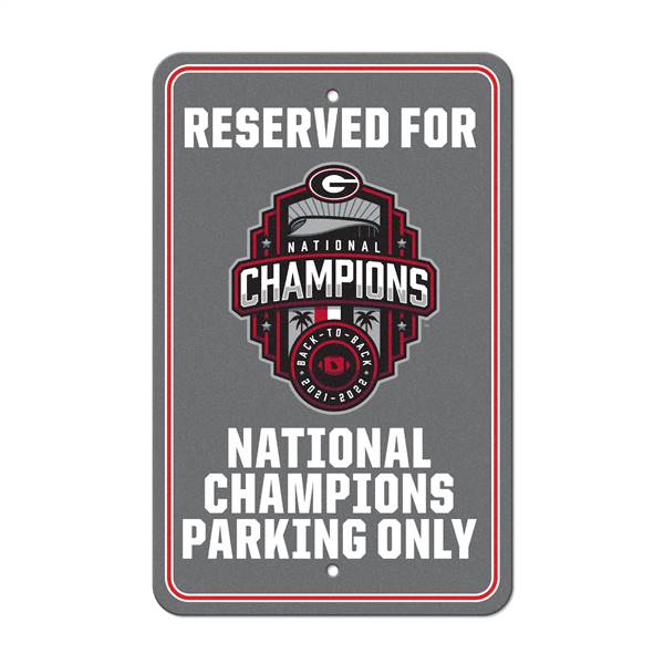 Georgia Bulldogs Football 2022-23 National Champions Parking Sign 18x11.5x0.01 inches