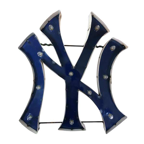 NY Yankees Lighted Recycled Metal Sign