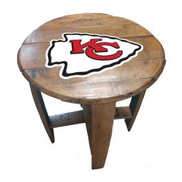 Kansas City Chiefs Oak Barrel Table