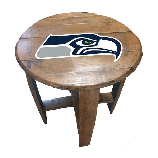 Seattle Seahawks Oak Barrel Table