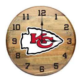 Kansas City Chiefs Oak Barrel Clock