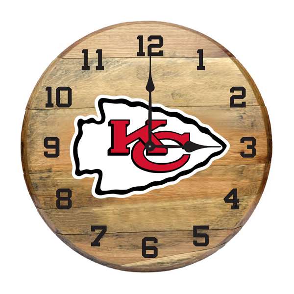 Kansas City Chiefs Oak Barrel Clock