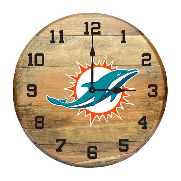 Miami Dolphins Oak Barrel Clock