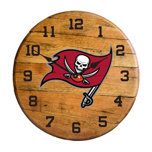 Tampa Bay Buccaneers Oak Barrel Clock