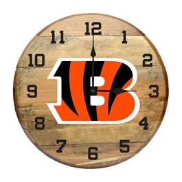 Cincinnati Bengals Oak Barrel Clock