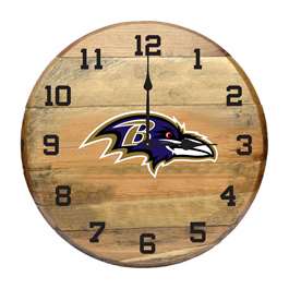 Baltimore Ravens Oak Barrel Clock