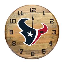 Houston Texans Oak Barrel Clock