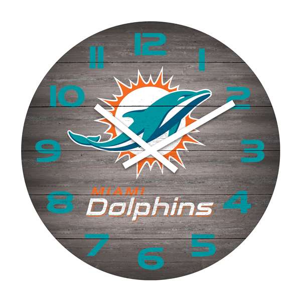 Miami Dolphins Weathered 16" Clock