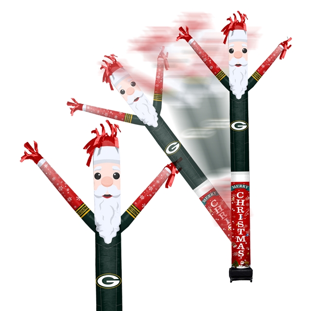 Green Bay Packers Inflatable Crazy Christmas Santa Sports Fan  8 ft Tall 