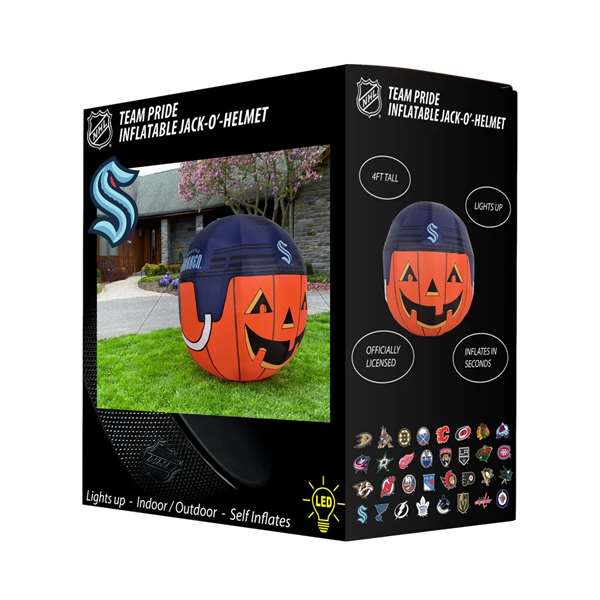 Seattle Hockey Kraken Inflatable Jack-O'-Helmet Halloween Yard Decoration  