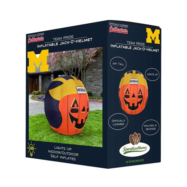 Michigan Wolverines Inflatable Jack-O'-Helmet Halloween Yard Decoration  