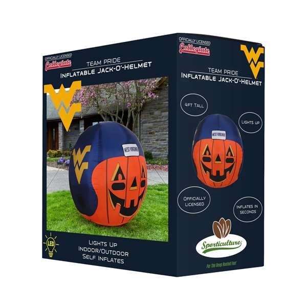 West Virginia Mountaineers Inflatable Jack-O'-Helmet Halloween Yard Decoration  