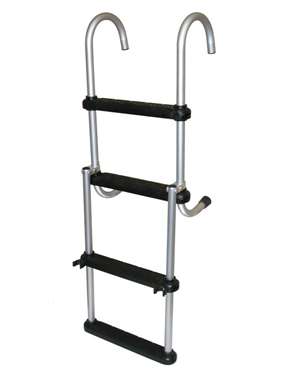 JIF Marine 4-Step Removable Folding Ladder Anodized Aluminum Boat - Dock Ladder