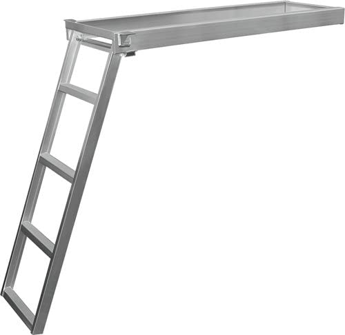 JIF Marine 5-Step Under Deck Ladder Flat Front Aluminum Boat - Dock Ladder