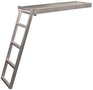 JIF Marine 4-Step Under Deck Boat-Dock Ladder Round Front Aluminum