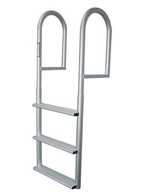 JIF Marine 3-Wide Step Stationary Ladder Aluminum Boat - Dock Ladder