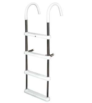 JIF Marine 4-Step Gunwale 7" Hook Ladder Stainless 316 Boat - Dock Ladder   