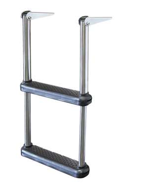 JIF Marine 2-Step Stainless 316 Telescoping Drop Ladder Over Platform Boat - Dock Ladder