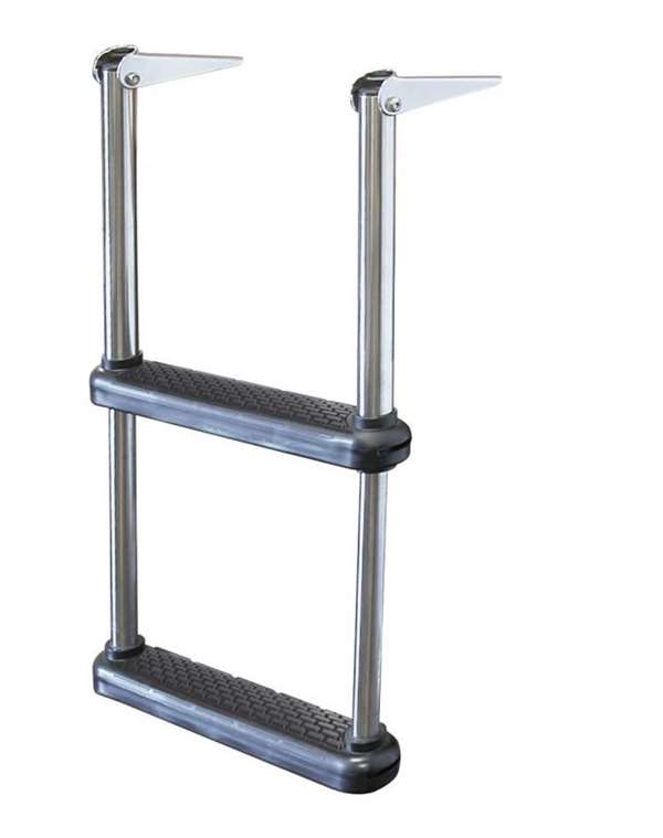 JIF Marine 2-Step Stainless 316 Telescoping Drop Ladder Over Platform Boat - Dock Ladder