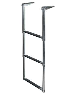 JIF Marine 3-Step Stainless 316 Telescoping Drop Ladder Over Platform Boat - Dock Ladder