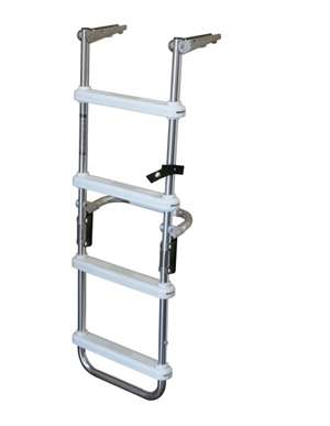 JIF Marine 4-Step Folding Deck Ladder Anodized Aluminum w/6" SS Gudgeons Boat - Dock Table   