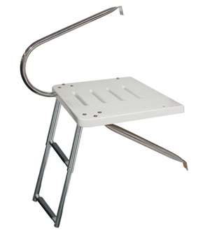 JIF Marine 2-Step O/B Transom Platform w/1 Arm SS 316 Telescoping Bottom Mount Boat - Dock Table