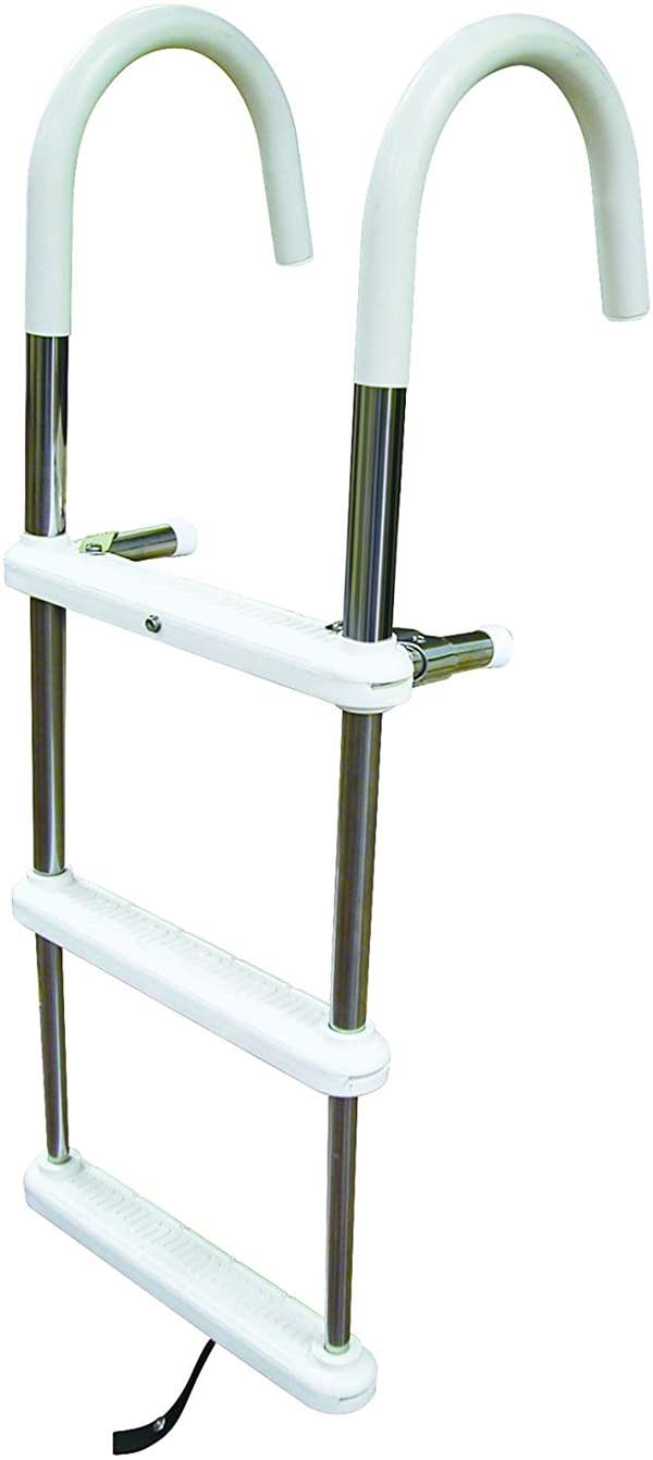 JIF Marine 3-Step Telescoping Gunwale Hook Boat-Dock Ladder Stainless   
