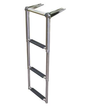 JIF Marine 3-Step Over Platform Telescoping Boat Ladder w/Hand Grip Boat - Dock Table