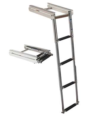 JIF Marine 4-Step Under Platform Sliding Ladder SS 316 Spring-Loaded Latch Boat - Dock Table