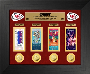 Kansas City Chiefs Deluxe Super Bowl Ticket Collection Gold Coin Photo Mint    