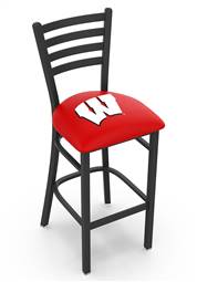 Wisconsin "W" 30" Stationary Bar Stool with Black Wrinkle Finish  