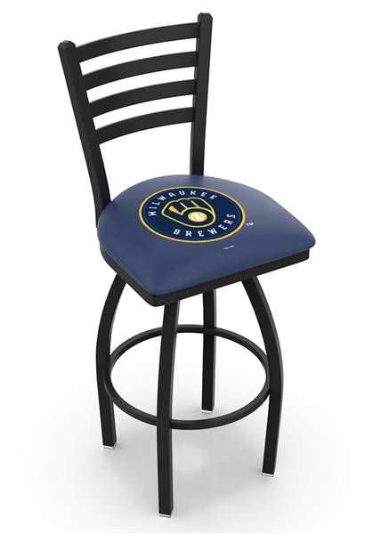 Milwaukee Brewers 25" Swivel Counter Stool with Black Wrinkle Finish  