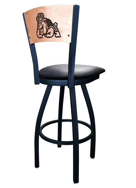 James Madison 25" Swivel Counter Stool with Black Wrinkle Finish and a Laser Engraved Back  
