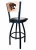 Kansas State 25" Swivel Counter Stool with Black Wrinkle Finish and a Laser Engraved Back  