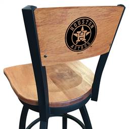Houston Astros 25" Swivel Counter Stool with Black Wrinkle Finish and a Laser Engraved Back  
