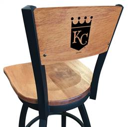 Kansas City Royals 25" Swivel Counter Stool with Black Wrinkle Finish and a Laser Engraved Back  