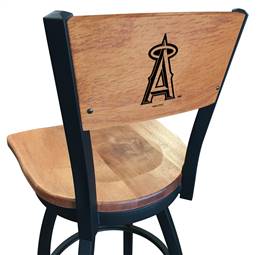 Los Angeles Angels 25" Swivel Counter Stool with Black Wrinkle Finish and a Laser Engraved Back  
