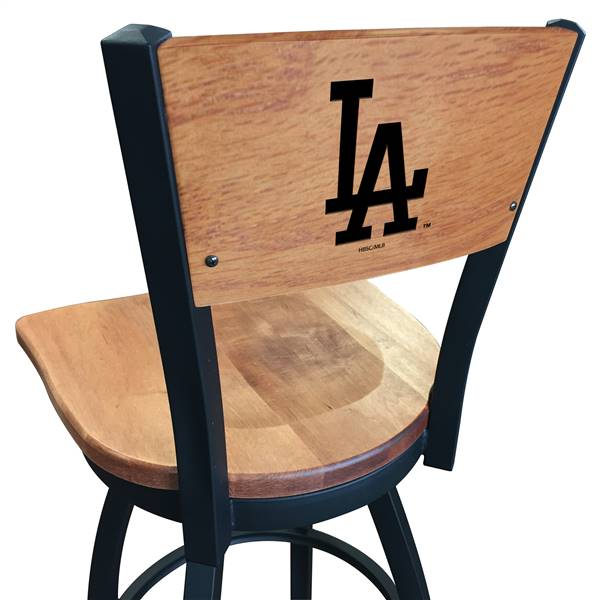 Los Angeles Dodgers 25" Swivel Counter Stool with Black Wrinkle Finish and a Laser Engraved Back  