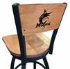 Miami Marlins 25" Swivel Counter Stool with Black Wrinkle Finish and a Laser Engraved Back  