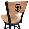 San Diego Padres 25" Swivel Counter Stool with Black Wrinkle Finish and a Laser Engraved Back  