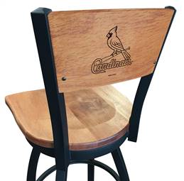 St. Louis Cardinals 25" Swivel Counter Stool with Black Wrinkle Finish and a Laser Engraved Back  