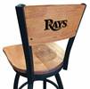 Tampa Bay Rays 25" Swivel Counter Stool with Black Wrinkle Finish and a Laser Engraved Back  