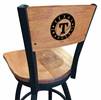Texas Rangers 25" Swivel Counter Stool with Black Wrinkle Finish and a Laser Engraved Back  