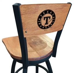 Texas Rangers 25" Swivel Counter Stool with Black Wrinkle Finish and a Laser Engraved Back  