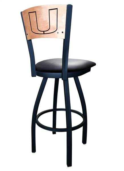 Miami (FL) 25" Swivel Counter Stool with Black Wrinkle Finish and a Laser Engraved Back  