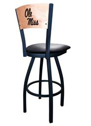Ole' Miss 25" Swivel Counter Stool with Black Wrinkle Finish and a Laser Engraved Back  