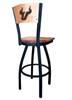 South Florida 25" Swivel Counter Stool with Black Wrinkle Finish and a Laser Engraved Back  