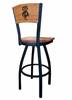 Wisconsin "Badger" 25" Swivel Counter Stool with Black Wrinkle Finish and a Laser Engraved Back  